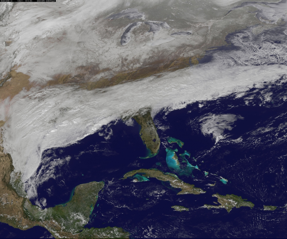 Winter Storm Battering Southeast Seen from Space